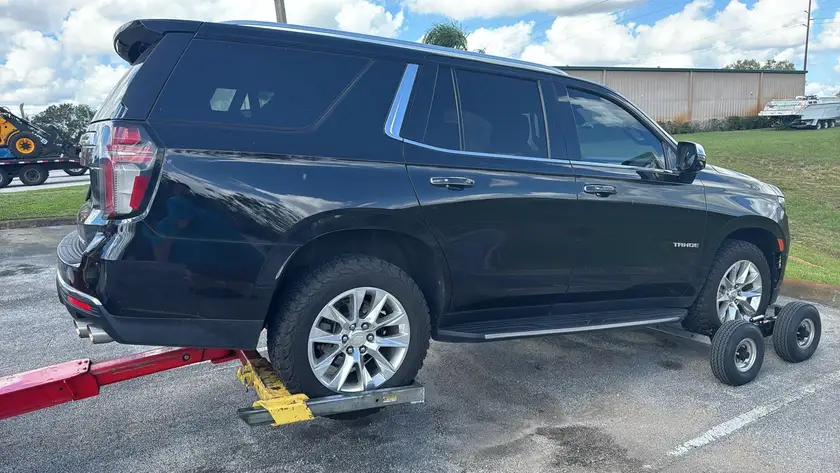SUV loaded for towing